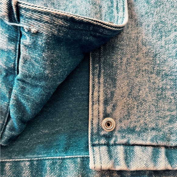 80s Oversized Acid Wash Embellished Studded Denim Jacket Batwing Rhinestone M - Picture 13 of 16